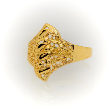 Anillo de Oro 10k o 14k, para Mujer, Diseño de Hojas